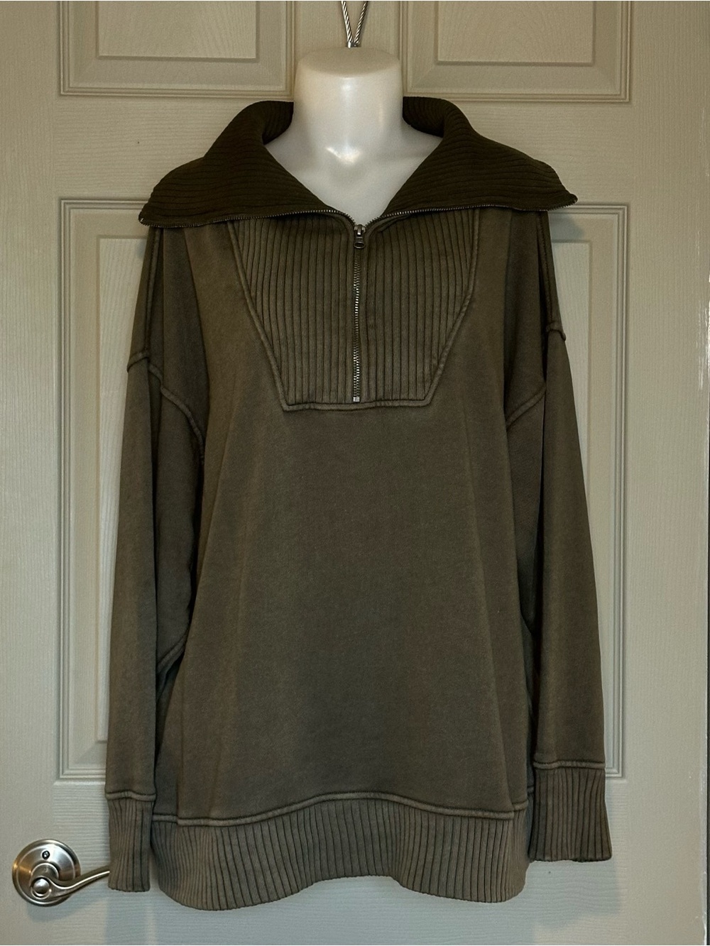 AERIE Lumberjack Fleece Oversized Quarter-Zip Pullover – Size Large